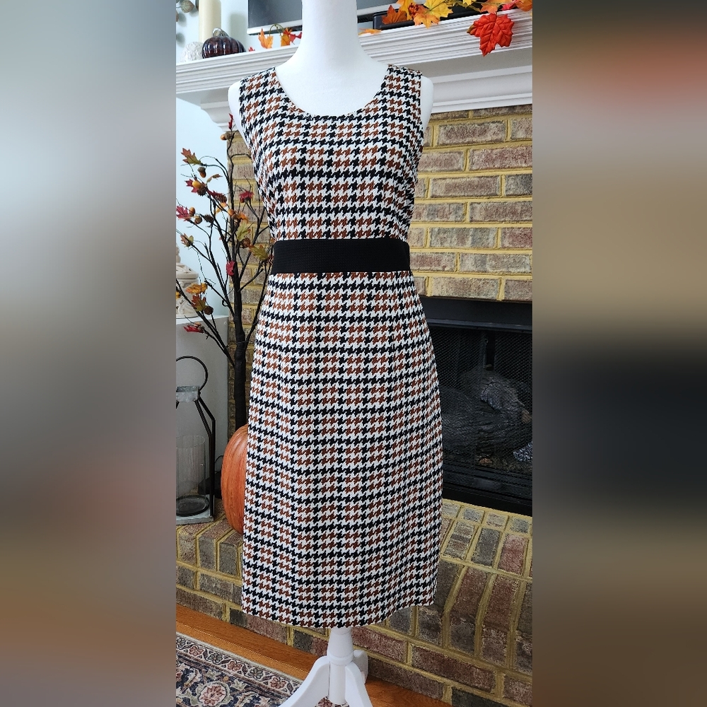 Studio One Black and Brown Houndstooth Dress